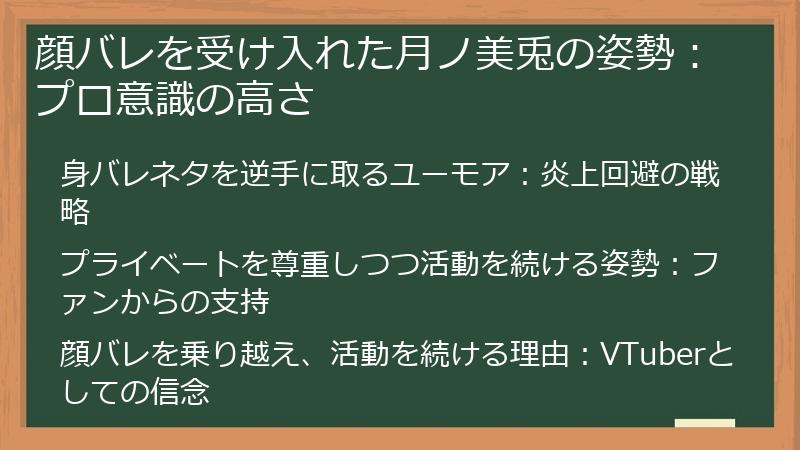 顔バレを受け入れた月ノ美兎の姿勢：プロ意識の高さ